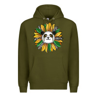 Army Green panda sunflower Premium Hoodie - RanaPortraitStore