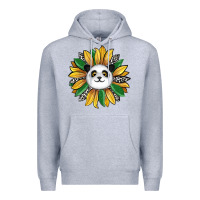 Heather Grey panda sunflower Premium Hoodie - RanaPortraitStore