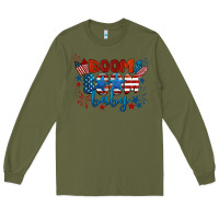Army Green boom boom baby 4th of july Long Sleeve Tee - BarkalooDesign