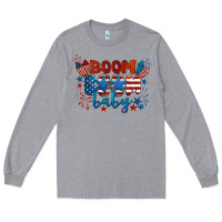 Heather Grey boom boom baby 4th of july Long Sleeve Tee - BarkalooDesign