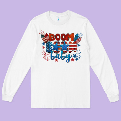 Boom Boom Baby 4th Of July Long Sleeve Tee Designed By Barkaloodesign
