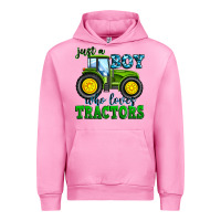 Fuchsia Pink just a boy who loves tractors Urban Hoodie - Zillion Design Studio