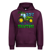 Mauve Wine just a boy who loves tractors Urban Hoodie - Zillion Design Studio