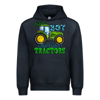 Navy just a boy who loves tractors Urban Hoodie - Zillion Design Studio