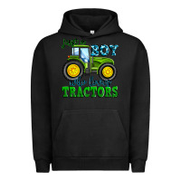 Pigment Black just a boy who loves tractors Urban Hoodie - Zillion Design Studio