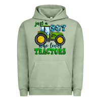 Pigment Oil Green just a boy who loves tractors Urban Hoodie - Zillion Design Studio