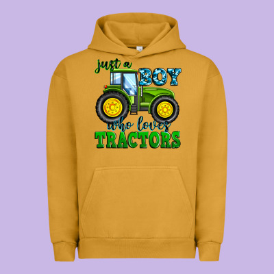 Just A Boy Who Loves Tractors Urban Hoodie Designed By Zillion Design Studio