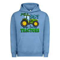Pigment Pebble Blue just a boy who loves tractors Urban Hoodie - Zillion Design Studio