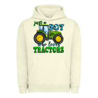 Pigment Pistachio just a boy who loves tractors Urban Hoodie - Zillion Design Studio