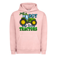 Pigment Salmon just a boy who loves tractors Urban Hoodie - Zillion Design Studio