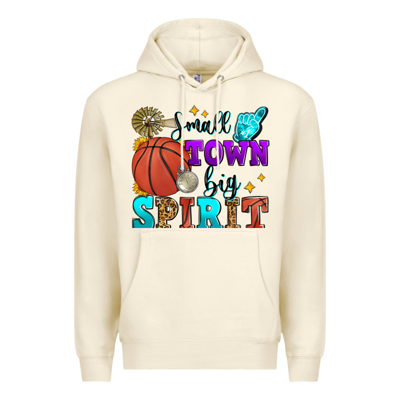 Small Town Big Spirit Basketball Premium Hoodie by Zillion Design Studio | Teevron