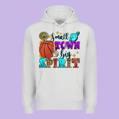 Small Town Big Spirit Basketball Premium Hoodie Designed By Zillion Design Studio