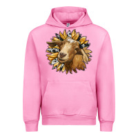 Fuchsia Pink sunflower with goat Urban Hoodie - RanaPortraitStore