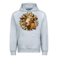 Heather Grey sunflower with goat Urban Hoodie - RanaPortraitStore
