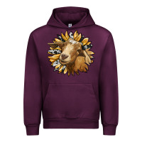 Mauve Wine sunflower with goat Urban Hoodie - RanaPortraitStore