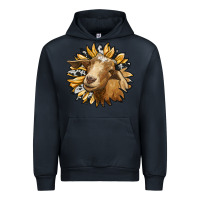 Navy sunflower with goat Urban Hoodie - RanaPortraitStore