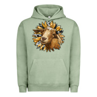 Pigment Oil Green sunflower with goat Urban Hoodie - RanaPortraitStore
