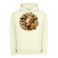 Pigment Pistachio sunflower with goat Urban Hoodie - RanaPortraitStore