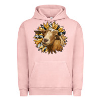 Pigment Salmon sunflower with goat Urban Hoodie - RanaPortraitStore