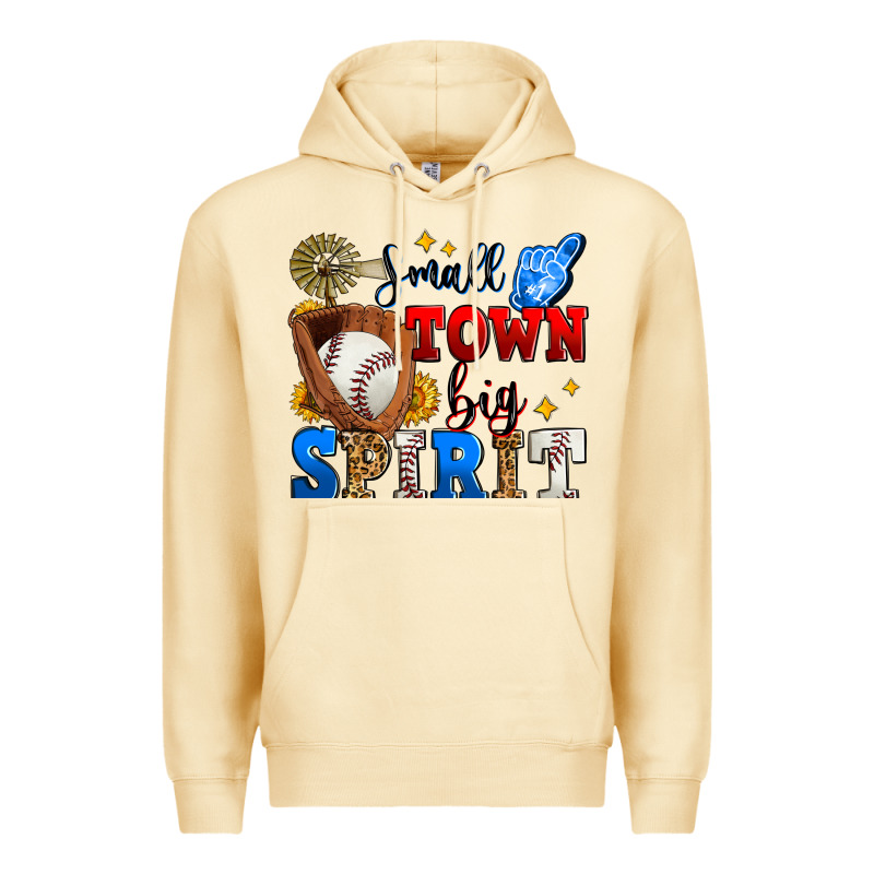 Small Town Big Spirit Baseball Premium Hoodie by Zillion Design Studio | Teevron