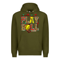 Army Green play ball softball Premium Hoodie - Zillion Design Studio
