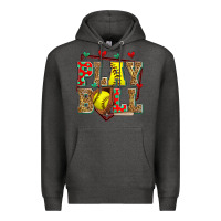 Charcoal Heather play ball softball Premium Hoodie - Zillion Design Studio