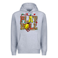 Heather Grey play ball softball Premium Hoodie - Zillion Design Studio
