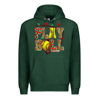 Sports Green play ball softball Premium Hoodie - Zillion Design Studio