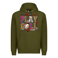 Army Green play ball baseball Premium Hoodie - Zillion Design Studio