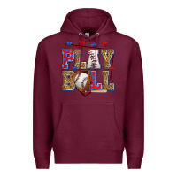 Burgundy play ball baseball Premium Hoodie - Zillion Design Studio