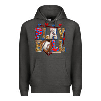 Charcoal Heather play ball baseball Premium Hoodie - Zillion Design Studio