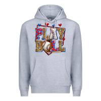 Heather Grey play ball baseball Premium Hoodie - Zillion Design Studio