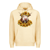 Pina Colada hereford cow with sunflowers Premium Hoodie - RanaPortraitStore