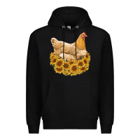Black chicken with sunflowers Premium Hoodie - RanaPortraitStore