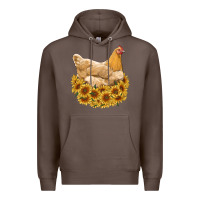 Coffee chicken with sunflowers Premium Hoodie - RanaPortraitStore