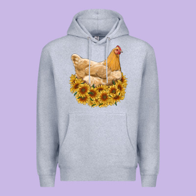 Chicken With Sunflowers Premium Hoodie Designed By Ranaportraitstore