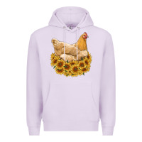 Lilac chicken with sunflowers Premium Hoodie - RanaPortraitStore