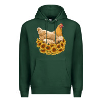 Sports Green chicken with sunflowers Premium Hoodie - RanaPortraitStore