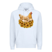 White chicken with sunflowers Premium Hoodie - RanaPortraitStore