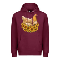 Burgundy chicken with sunflowers Premium Hoodie - RanaPortraitStore