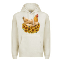 Oatmeal Heather chicken with sunflowers Premium Hoodie - RanaPortraitStore
