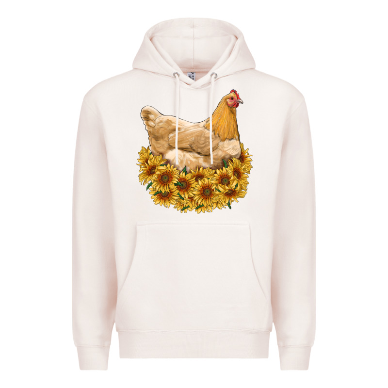 Chicken With Sunflowers Premium Hoodie by RanaPortraitStore | Teevron