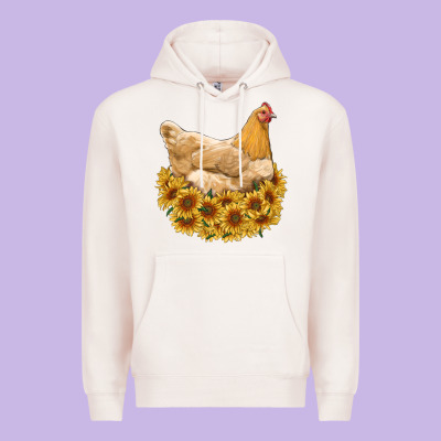 Chicken With Sunflowers Premium Hoodie Designed By Ranaportraitstore