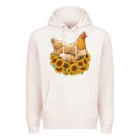 Pale Pink chicken with sunflowers Premium Hoodie - RanaPortraitStore