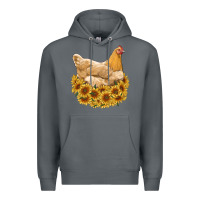 Rock chicken with sunflowers Premium Hoodie - RanaPortraitStore