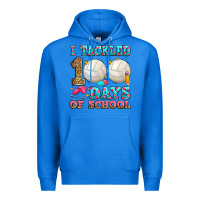 True Royal i tackled 100 days of school volleyball Premium Hoodie - Zillion Design Studio