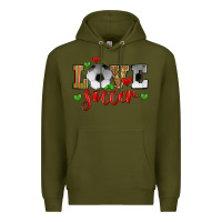 Army Green love soccer Premium Hoodie - Zillion Design Studio
