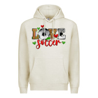 Oatmeal Heather love soccer Premium Hoodie - Zillion Design Studio