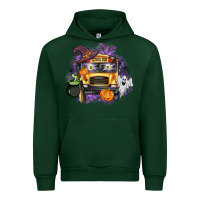 Forest Green Halloween School Bus Urban Hoodie - texasbilliewilder