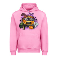Fuchsia Pink Halloween School Bus Urban Hoodie - texasbilliewilder